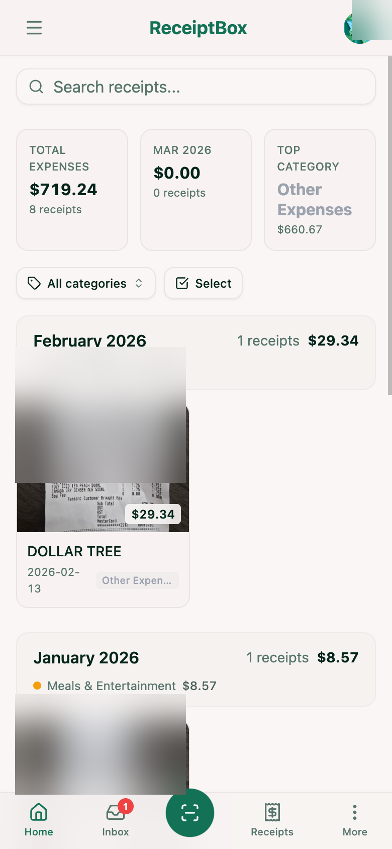 ScanForTax mobile dashboard